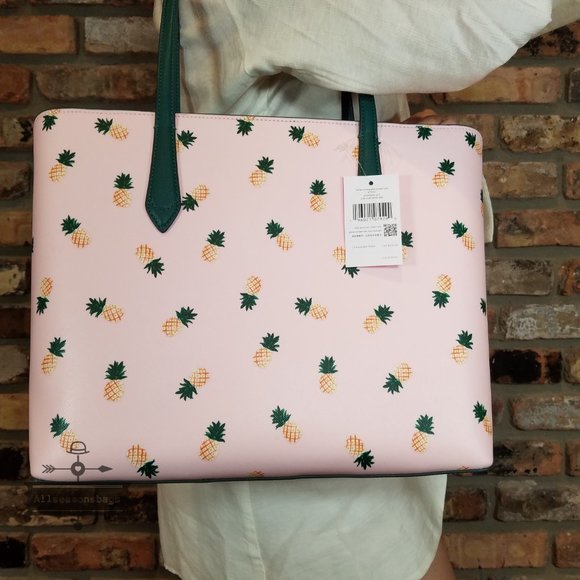 AUTHENTIC NWT Kate Spade Marlee Pink Pineapple Tote Continental Wallet SET - Picture 8 of 13